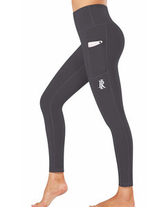 Monogram Yoga Leggings with Pockets - Grey
