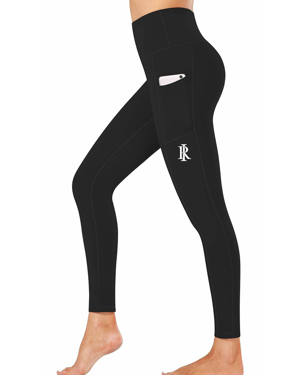 Monogram Yoga Leggings with Pockets - Black