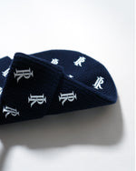 Monogram Cashmere Wool Beanie - Navy