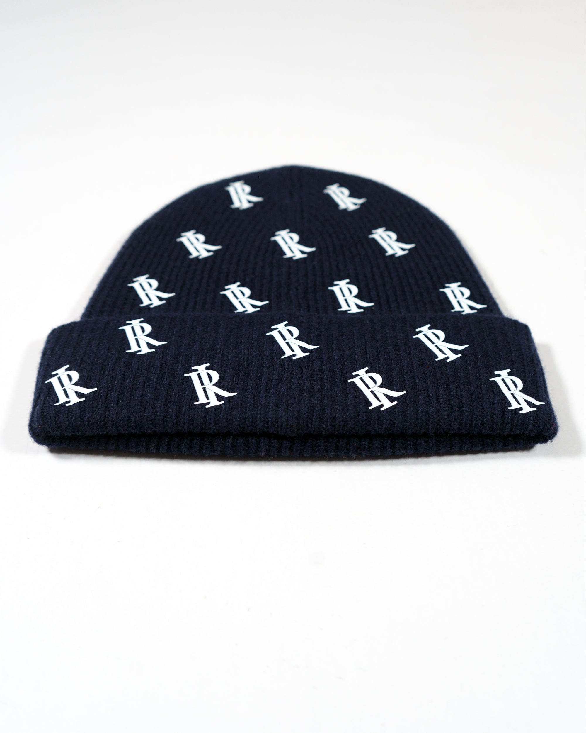 Monogram Cashmere Wool Beanie - Navy