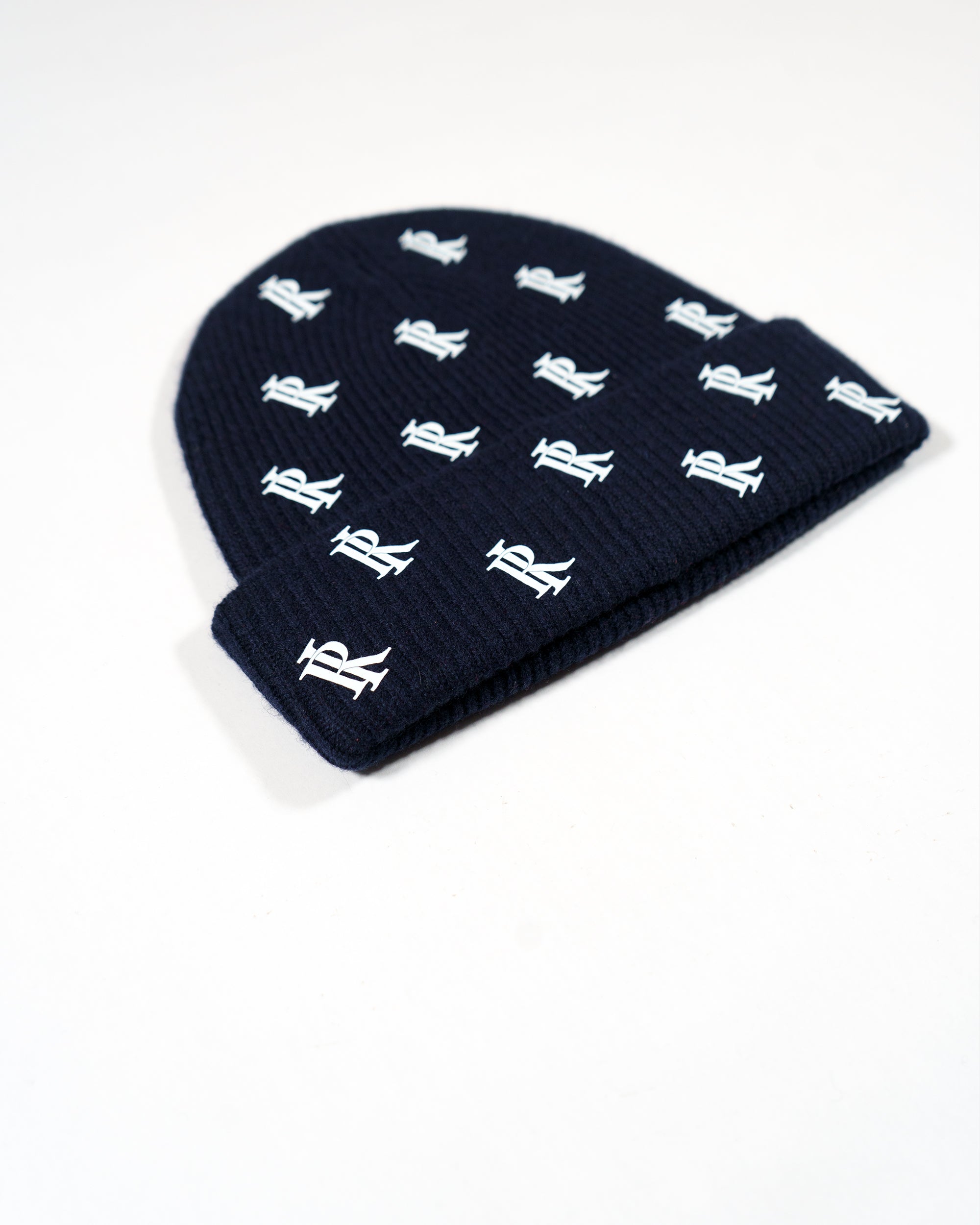 Monogram Cashmere Wool Beanie - Navy