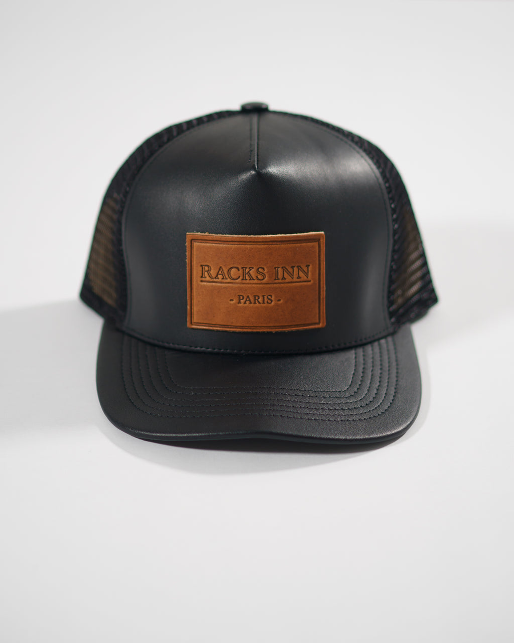 Paris Leather Trucker Hat - Black