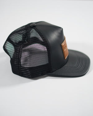 Paris Leather Trucker Hat - Black