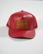 Paris Leather Trucker Hat - Red