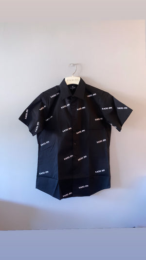 “All Over” Casual Button Up Shirt - Black/White