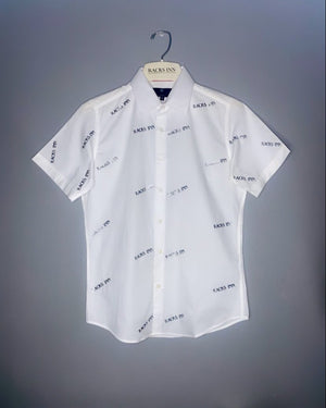 “All Over” Casual Button Up Shirt - White/Black