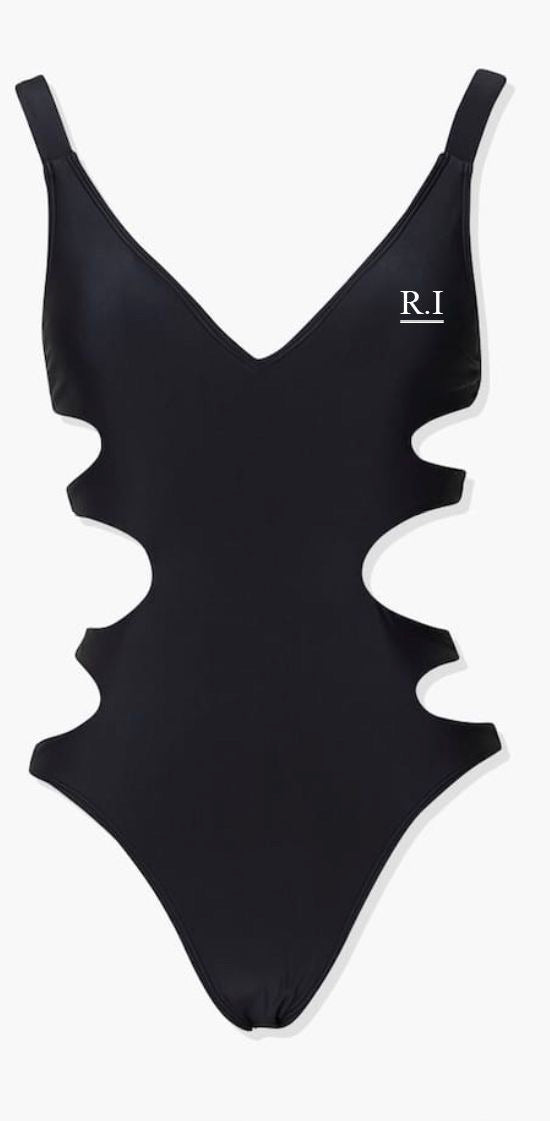 Swan Cutout One-Piece Swimsuit - Black