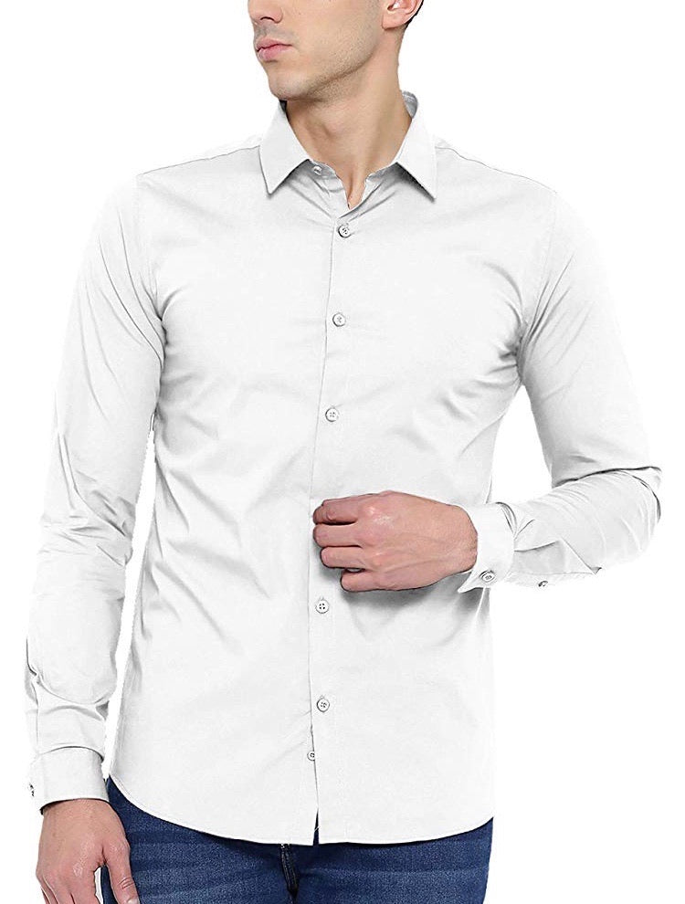 Casual Long Sleeve Button Up Shirt - White