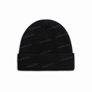 “All Over” Cashmere Wool Beanie - Black Grap