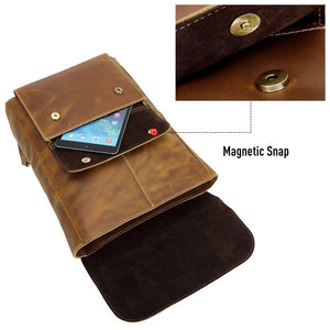 Vintage Leather Travel Bookbag - Light Brown