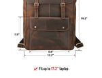 Vintage Leather Travel Bookbag - Dark Brown