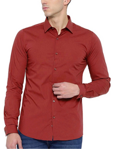 Casual Long Sleeve Button Up Shirt - Red