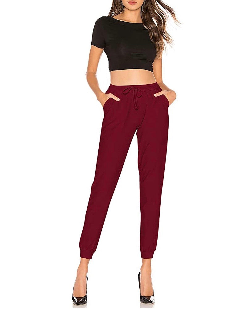 Women’s Premium French Terry Pants - Cranberry