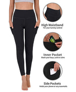 High Waist Yoga Leggings with Pockets - Black