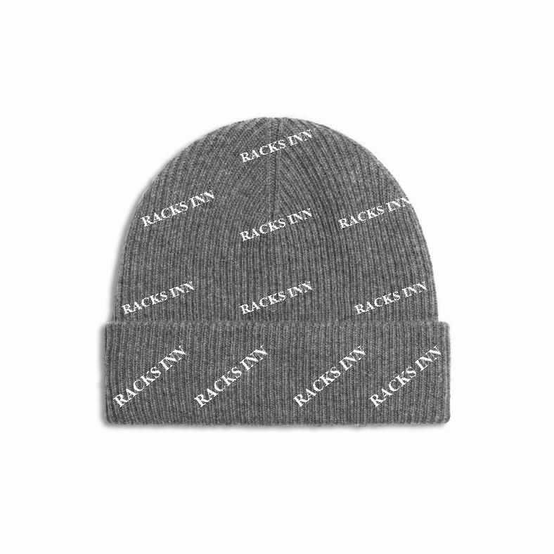 “All Over” Cashmere Wool Beanie - Heather Grey