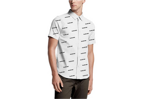 “All Over” Casual Button Up Shirt - White/Black