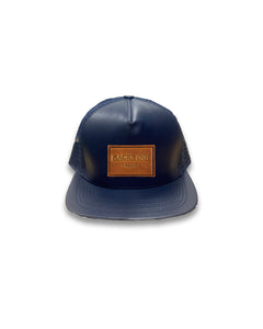 Paris Leather Trucker Hat - Navy