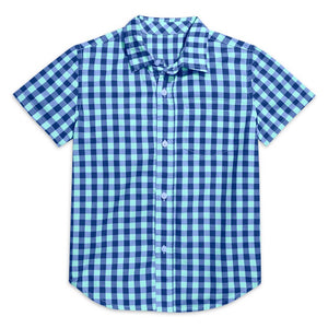 Kids Short Sleeve Dress Shirt - Mixed Blue